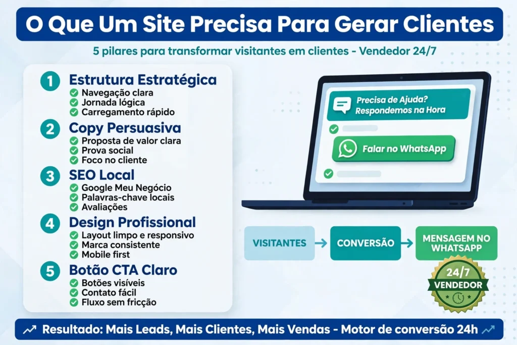 o que um site precisa ter para gerar clientes em porto alegre - estrutura seo design cta whatsapp